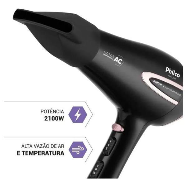 Secador De Cabelo Profissional Philco 2100w Íon Com Difusor — Philco