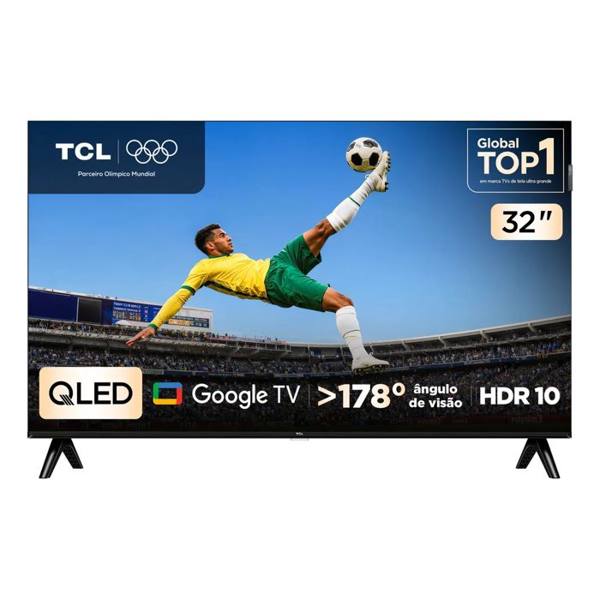 Smart TV  32 Polegadas HD QLED S5K WiFi Bluetooth Google TV 2 HDMI HDR10 Dolby Audio 32S5K — Sem marca