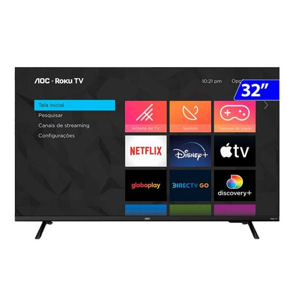 Smart TV AOC LED 32" HD WI-FI Roku HDMI USB 32S5045 — AOC