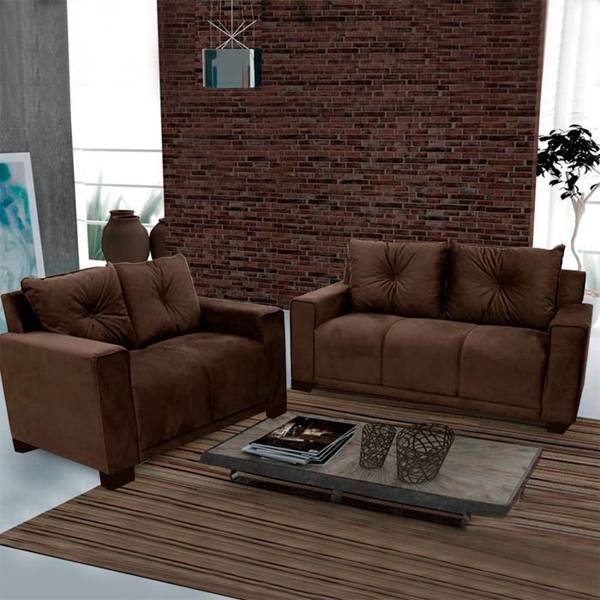 Sofá Fixo 2 e 3 Lugares Revestimento Suede Unique Gazin — Gazin