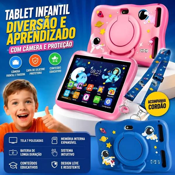Tablet Infantil Kids Para Criança Com Youtube E Play Cor Ros — Sem marca